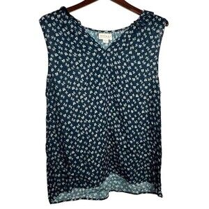 Velvet by Graham & Spencer Catrina Split Neck Blue Sleeveless Top Size XL